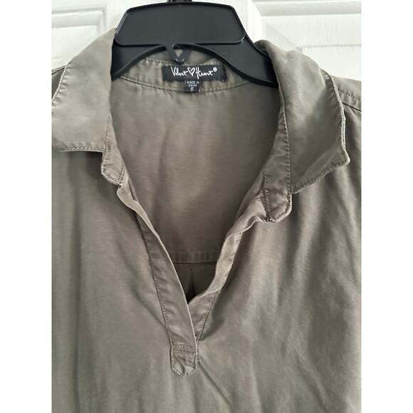 Velvet Heart Women's Gray Short Sleeves Roll Tab Collared Shirt Dress Size Small - Picture 4 of 8